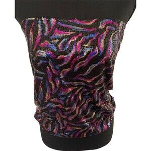 Y2k Womens Tube Top Or Mini Skirt Purple, Fuchsia, Gold & Blue Sequin Zebra M